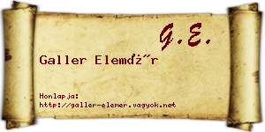 Galler Elemér névjegykártya